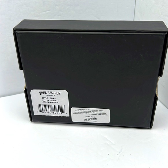 TRUE RELIGION MENS WALLET, ALL LEATHER, BROWN COLOR, WITH RFID PROTECTION - Picture 13 of 14